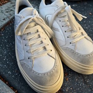 SALVATORE FERRAGAMO Cassina Mix Sz 8.5 M Men Sneakers White Calf Suede leather